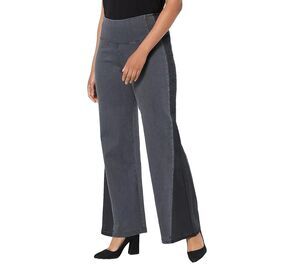 Women with Control Pull-on My Wonder Wide Leg Crop Jeans  Size 10P  Gray & Black